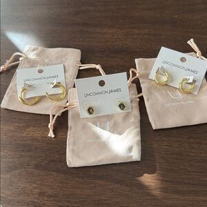 Uncommon James Gold Hoops and Black Stud Earrings